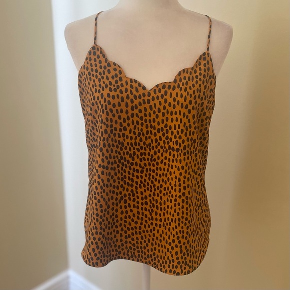 J Crew Scalloped Cami Tank Top with Leopard Print - Picture 2 of 10